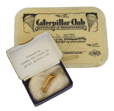 Lot 7 - A WWII 'Caterpillar Club' pin.