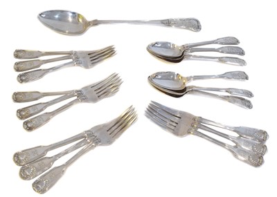 Lot 53 - A Victorian silver part canteen.