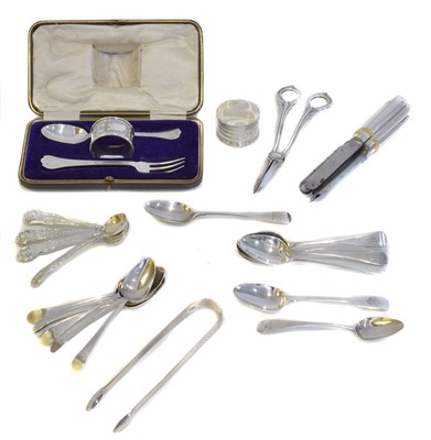 Lot 73 - A selection of silver flatware.