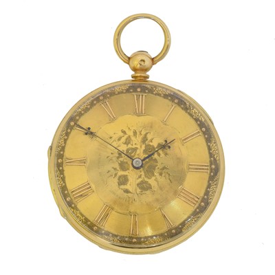 Lot 248 - An 18ct gold open face pocket watch by James Nelson, Liverpool.
