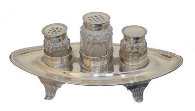 Lot 8 - A George III silver ink stand.
