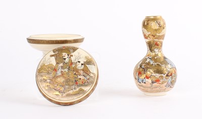 Lot 109 - A Japanese Satsuma Gourd Vase and Circular Box with Cover