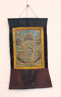Lot 92 - A Tibetan Buddhist "Bhavachakra" Mandala Thangka