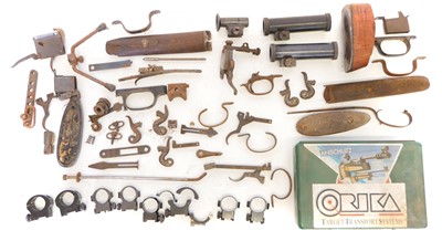 Lot 450 - Collection of mixed gun parts, spares, scope...