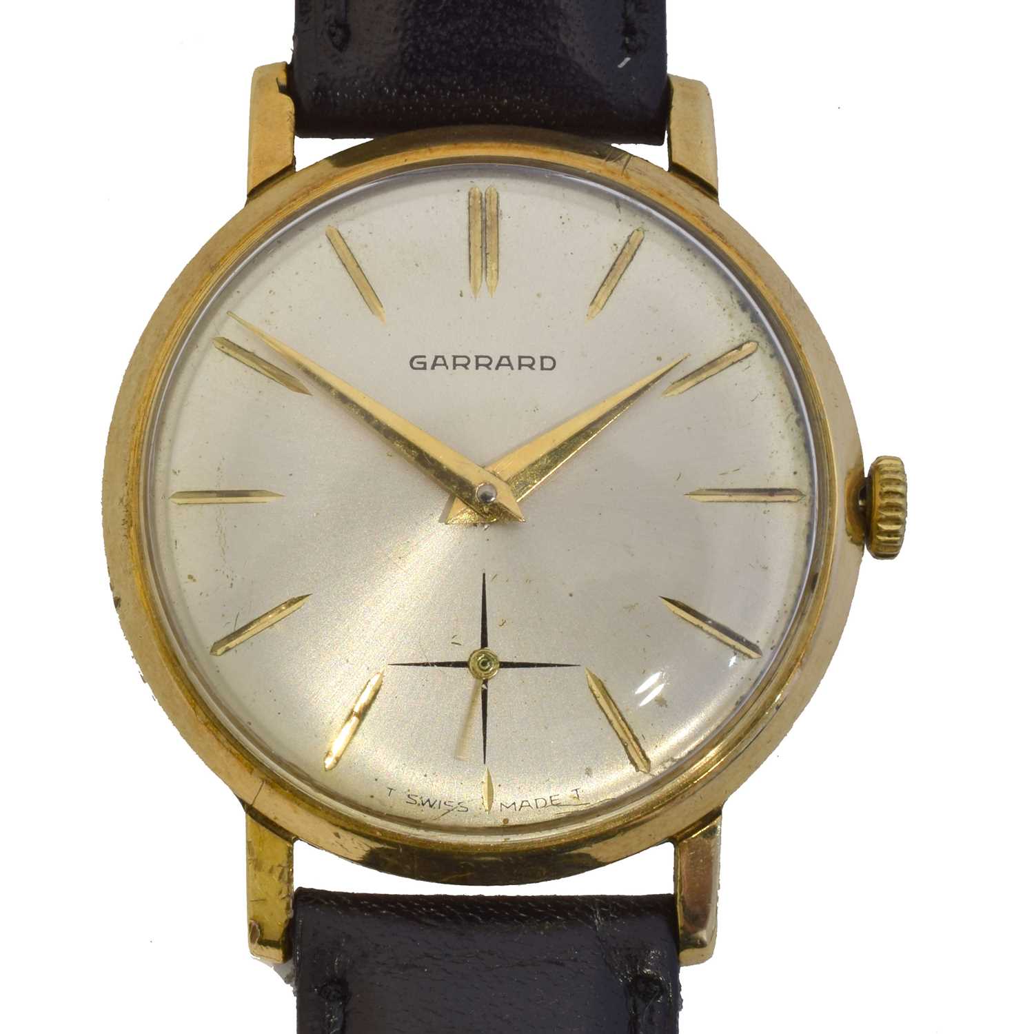 Lot 214 - A 1960s 9ct gold Garrard manual wind wristwatch.