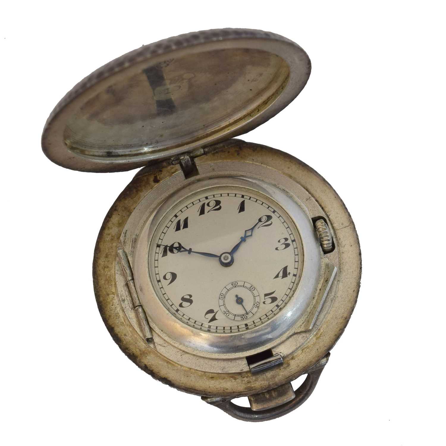 Lot 245 - A 1920s silver travel clock/pocket watch by Marvin.