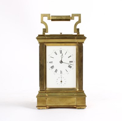 Lot 212 - A Late 19th Century French Five-Glass Brass Cased Carriage Clock