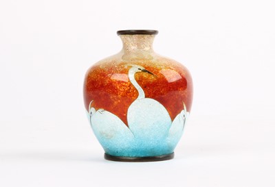 Lot 324 - A Miniature Japanese Meiji Period Ginbari and Cloisonne Enamel Vase by Ota Jinnoei