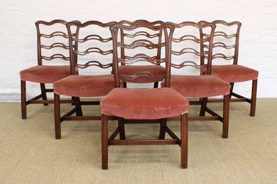 Lot 158 - A Set of Six George III Mahogany "Wavy" Ladderback Dining Chairs