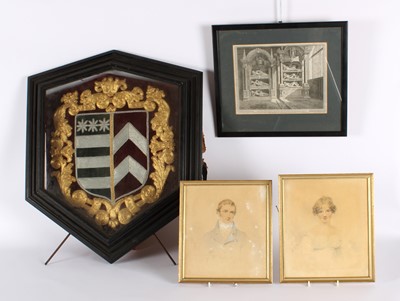 Lot 280 - A 19th Century Embroidered Bullion Work Family Coat of Arms