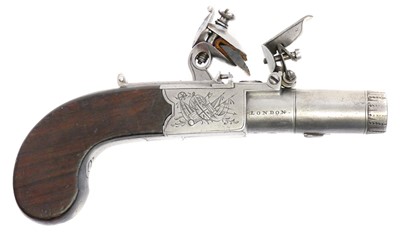 Lot 2 - Flintlock .44 bore boxlock pocket pistol by...