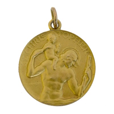 Lot 56 - A 9ct gold St Christopher medallion by P. Vincze.