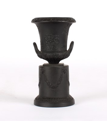 Lot 79 - A 19th Century Wedgwood Miniature Black Basalt Twin-Handled Urn
