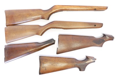 Lot 445 - Five air rifle stocks, to fit a Lincoln...