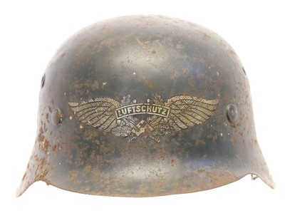 Lot 186 - German WWII M42 helmet, bearing Luftschutz...