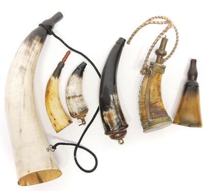 Lot 404 - Six powder horns.