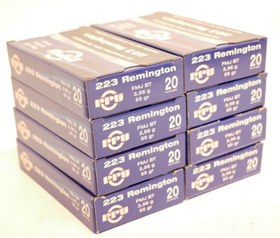 Lot 470 - PPU .223 ammunition, 148 x 55 grain FMJ BT. UK...