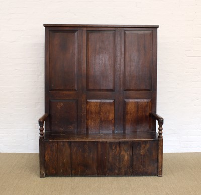Lot 150 - A Georgian Country High and Panel-Backed Settle