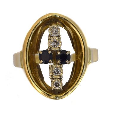 Lot 137 - A 1970s 18ct gold sapphire and diamond dress ring.