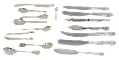 Lot 23 - A selection of silver flatware.