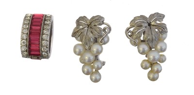 Lot 10 - A pair of cultured pearl earrings.