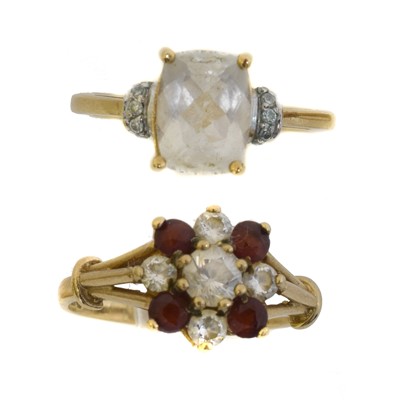 Lot 58 - Two 9ct gold gem-set dress rings.