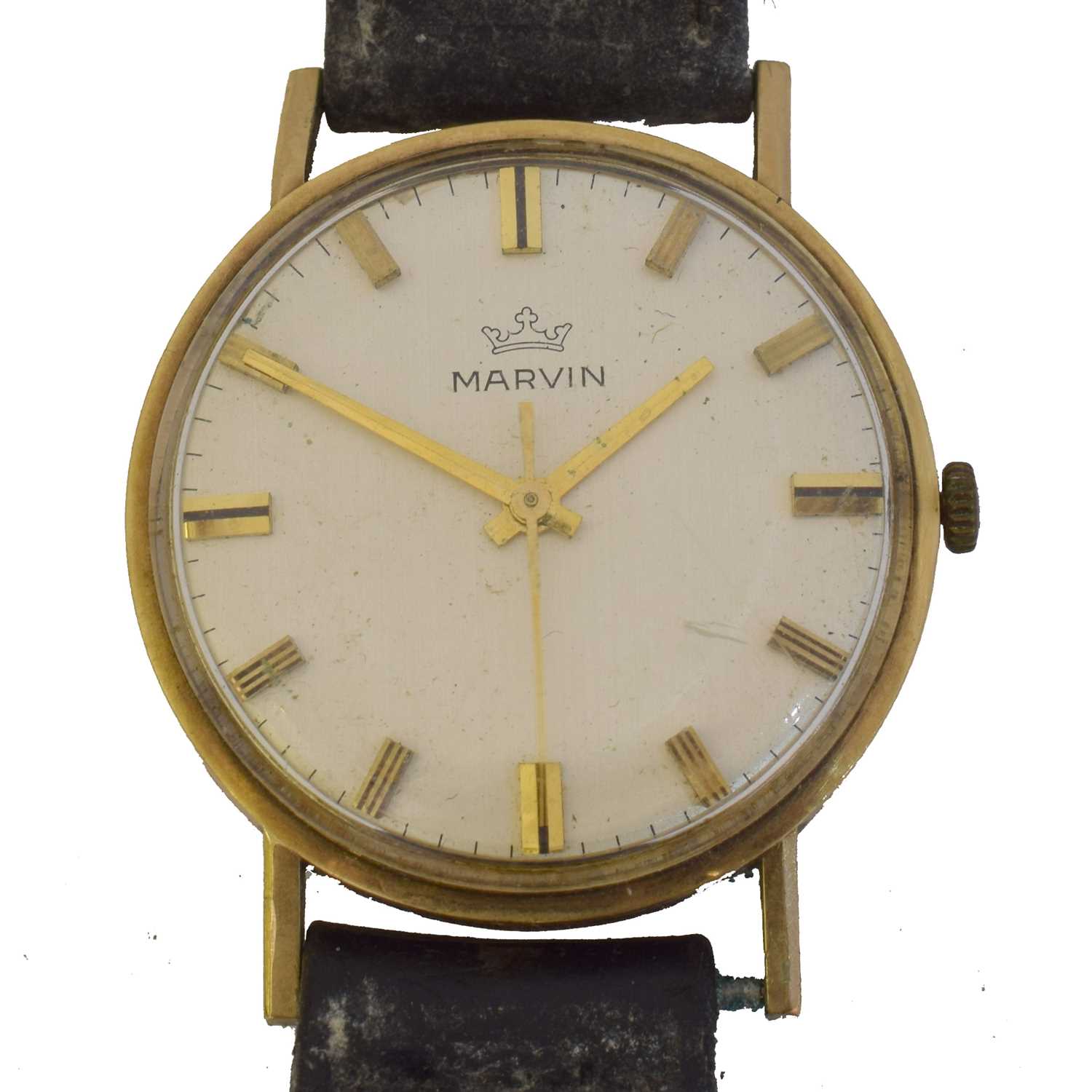 Lot 227 - A 1970s 9ct gold Marvin manual wind wristwatch.