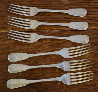 Lot 36 - Six George III silver dessert forks.