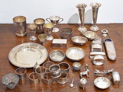 Lot 13 - A selection of silver and white metal items.