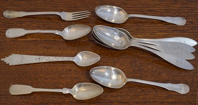 Lot 37 - A selection of continental silver flatware.