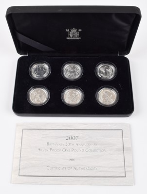 Lot 29 - 2007 Britannia 20th Anniversary Silver Proof One Pound Collection.