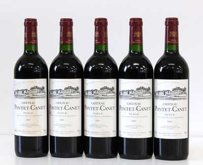 Lot 26 - 5 Bottles Chateau Pontet Canet Grand Cru Classe Pauillac 2001