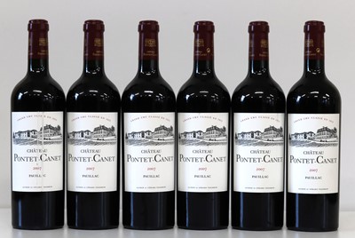 Lot 29 - 6 Bottles Chateau Pontet Canet Grand Cru Classe Pauillac 2007