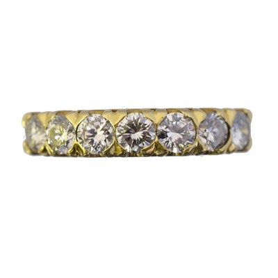 Lot 94 - An 18ct gold diamond seven stone ring by Mappin & Webb.
