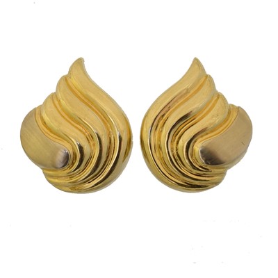 Lot 43 - A pair of 18ct gold earrings.