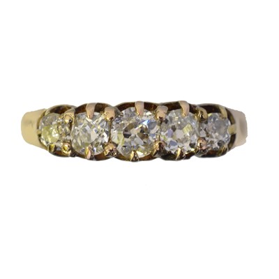 Lot 111 - A diamond five stone ring.