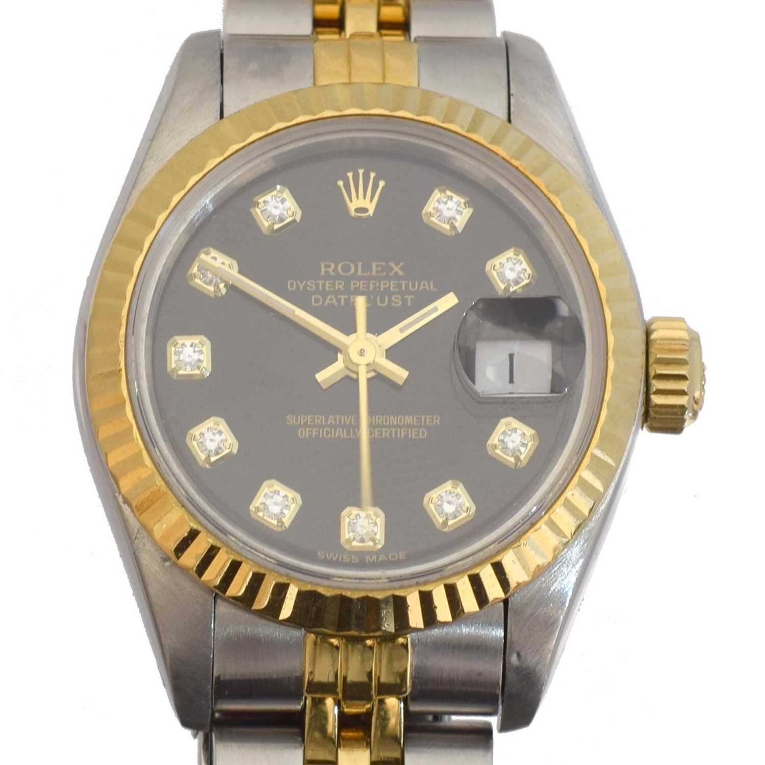 Lot 239 - A ladies steel and gold Rolex Oyster Perpetual Datejust wristwatch, ref. 69163.