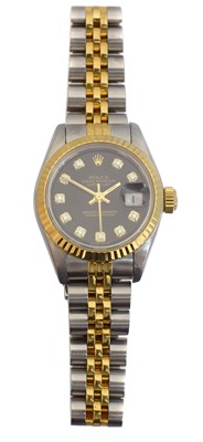 Lot 239 - A ladies steel and gold Rolex Oyster Perpetual Datejust wristwatch, ref. 69163.