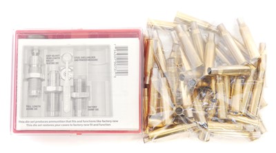 Lot 508 - Lee 7.62x54R three die set with shell plate...
