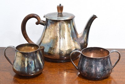 Lot 16 - An Elizabeth II silver three piece tea set.