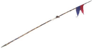 Lot 143 - Indian lance, the steel points mounted on...