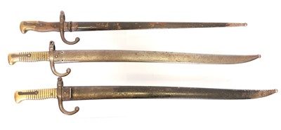Lot 148 - Two M.1866 Chassepot rifle bayonets and...