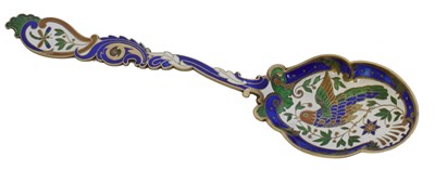 Lot 53 - A Danish silver enamel spoon by P. Hertz.