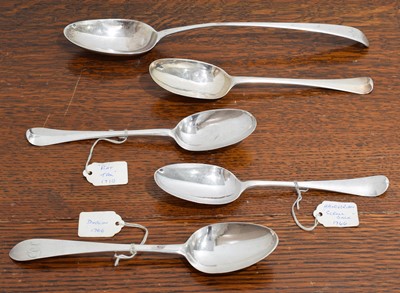 Lot 9 - A selection of 18th century and later spoons.