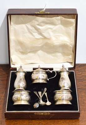 Lot 42 - A George V silver cruet set.
