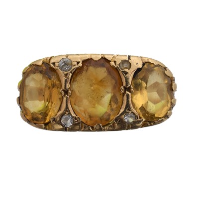 Lot 37 - A 9ct gold citrine dress ring.