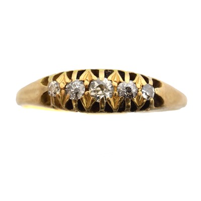 Lot 36 - An 18ct gold diamond five stone ring.