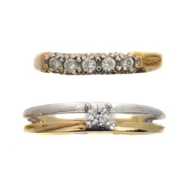 Lot 63 - Two 9ct gold diamond dress rings.