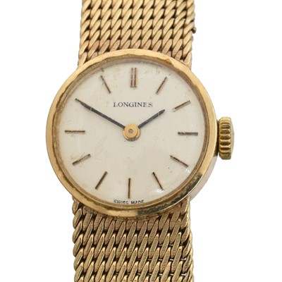 Lot 222 - A 1970s 9ct gold Longines manual wind wristwatch.