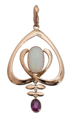 Lot 64 - An early 20th century Art Nouveau pendant.